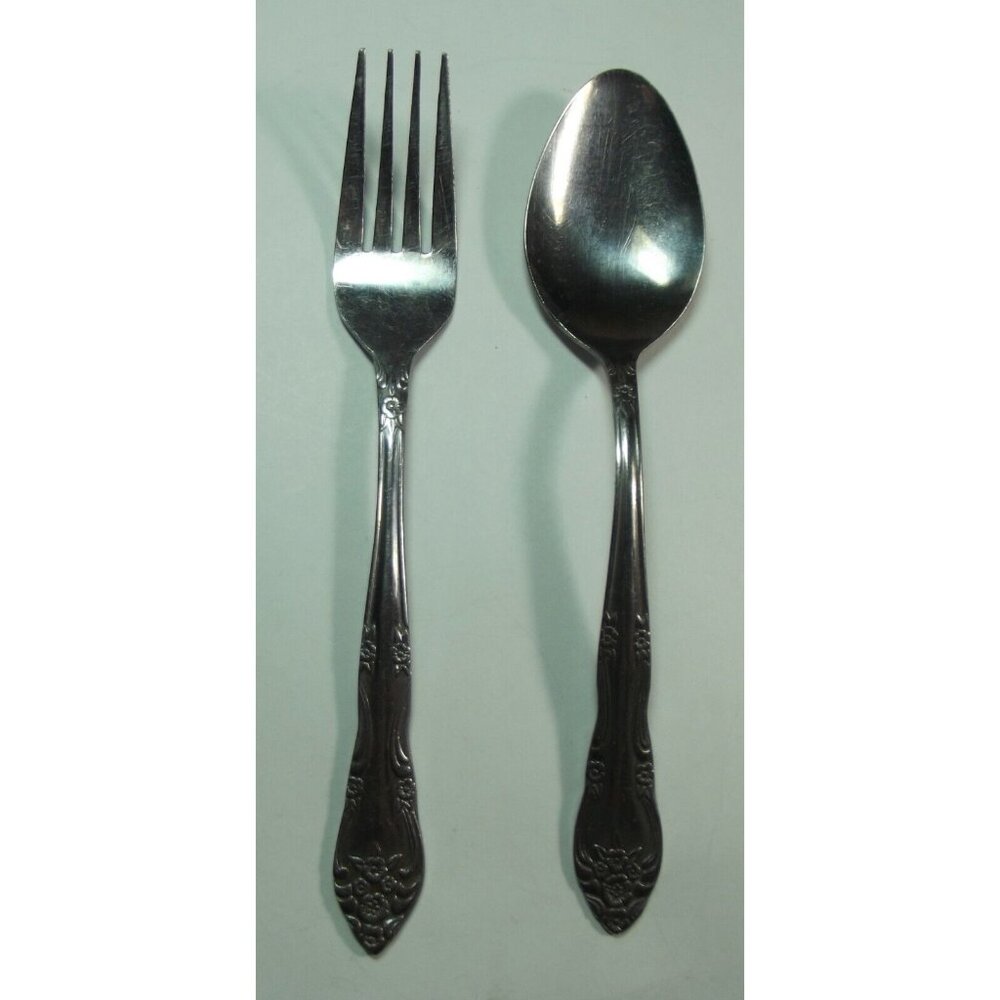 Rogers Tablespoon & Dinner Fork DREAM ROSE bud lot of Korea 7"